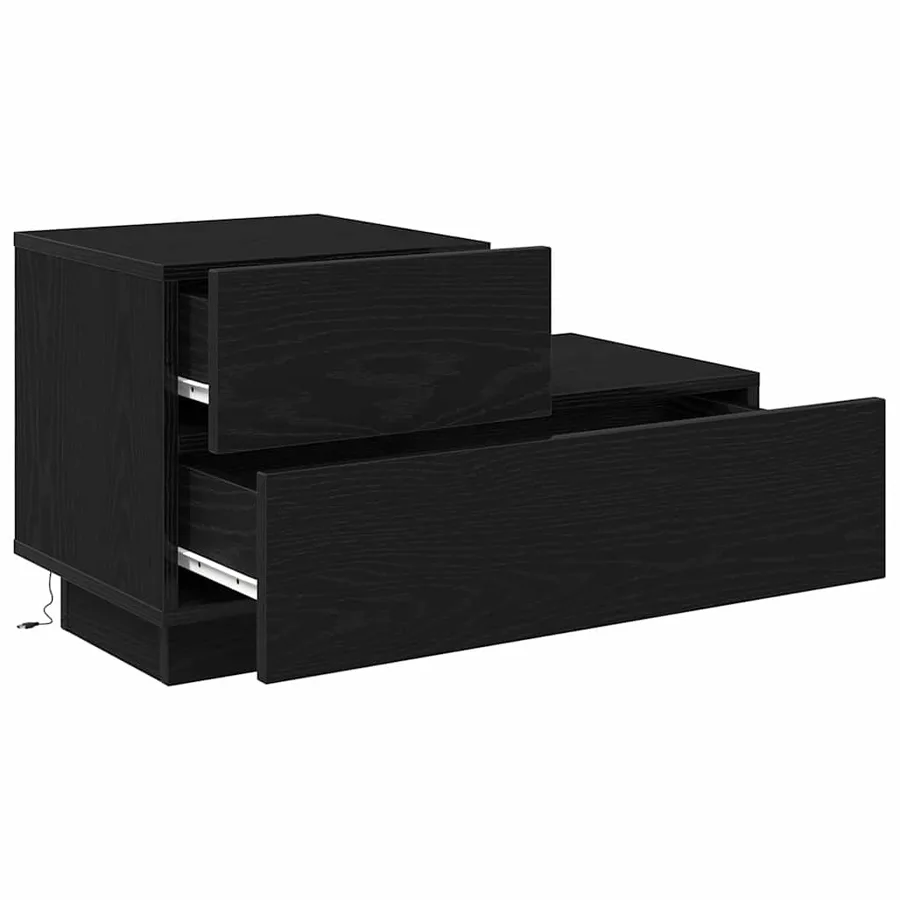 Cabinet de chevet avec tiroir Chêne noir 70 x 36 x 40,5 cm - 6