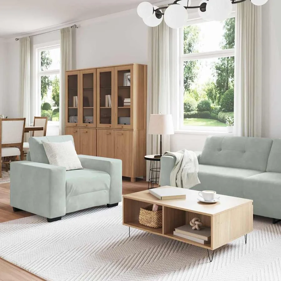 Ensemble de Canapés 3 pcs Gris clair 221 x 80 x 80 cm Velours - 3