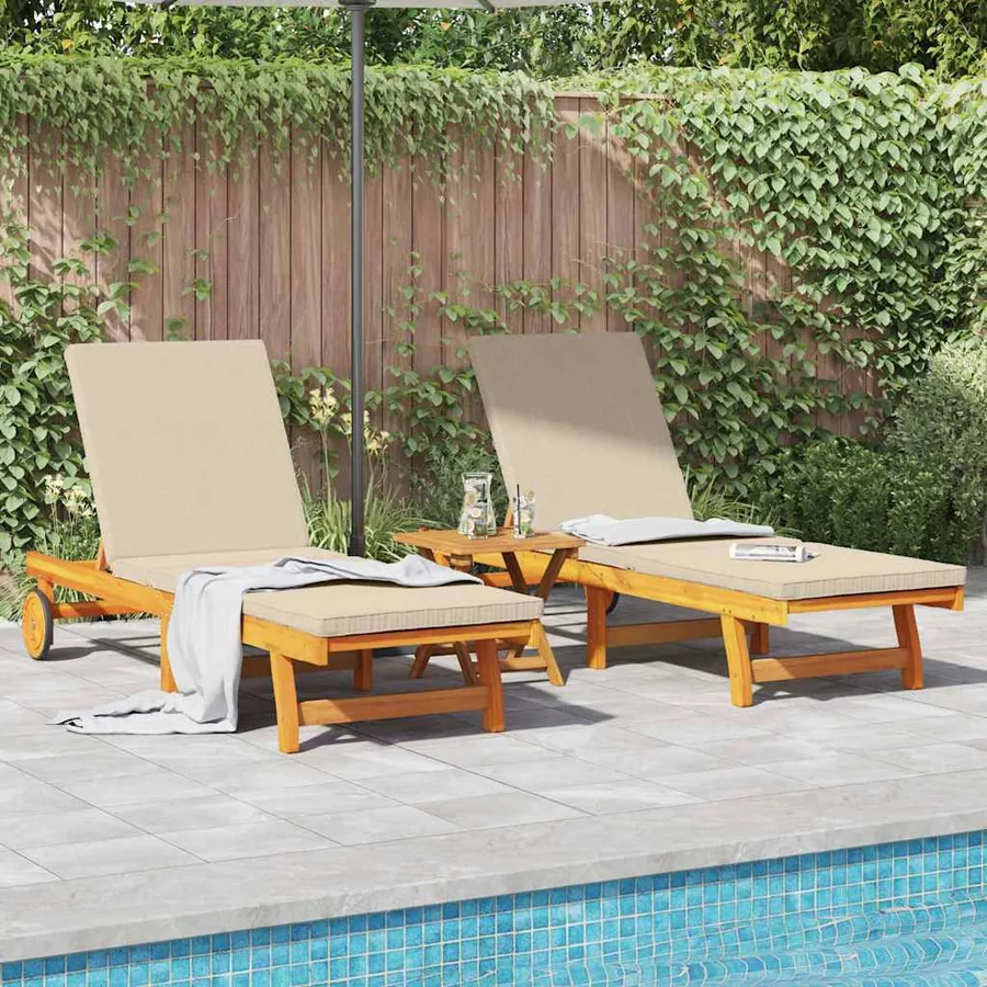 Transat 2-personne 3 pcs Marron Bois d'Acacia Massif