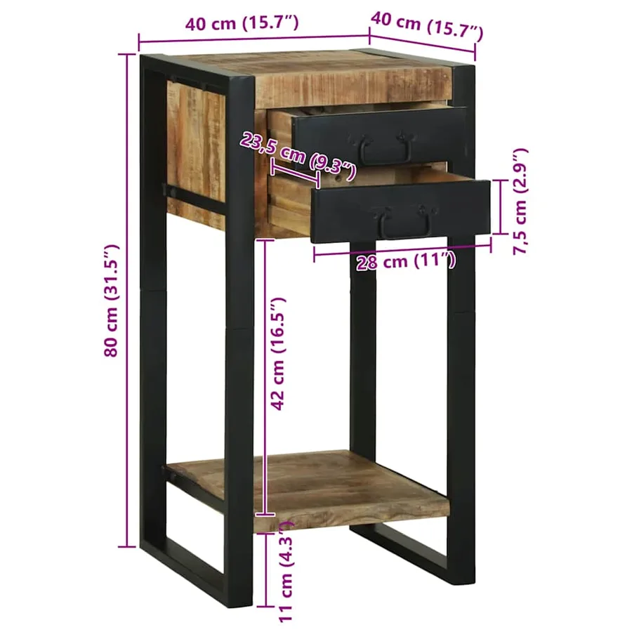 Table d'appoint Marron 40 x 40 x 80 cm Bois de mangue massif - 13