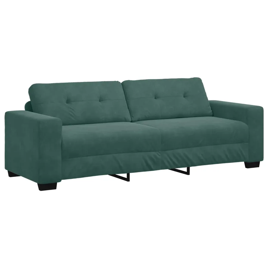 Ensemble canapé 2 pièces avec coussins vert foncé velours - 5
