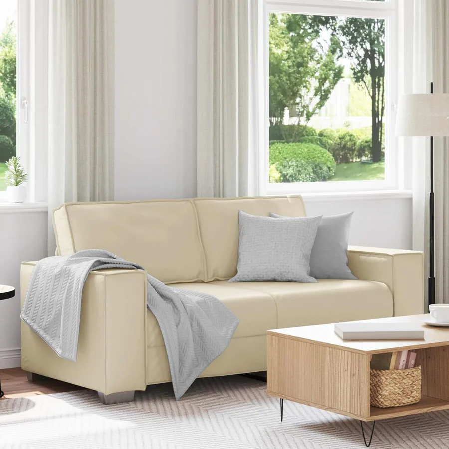 Canapé deux places Crème 180 cm Simili cuir