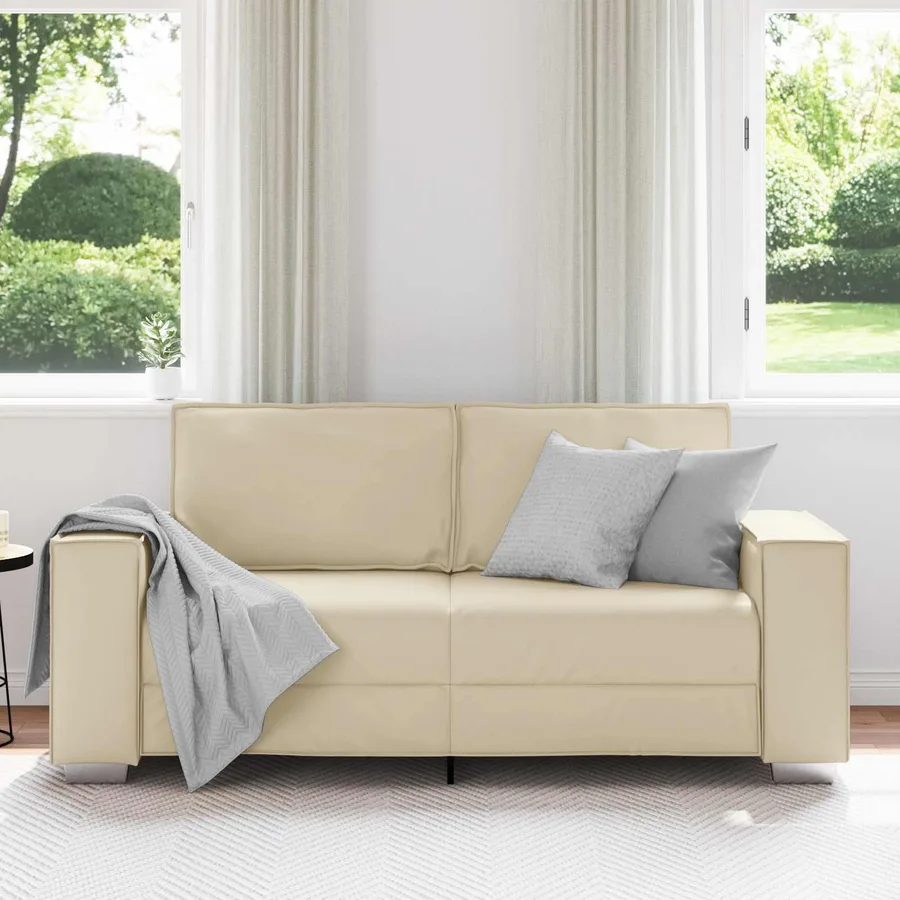 Canapé deux places Crème 180 cm Simili cuir - 3