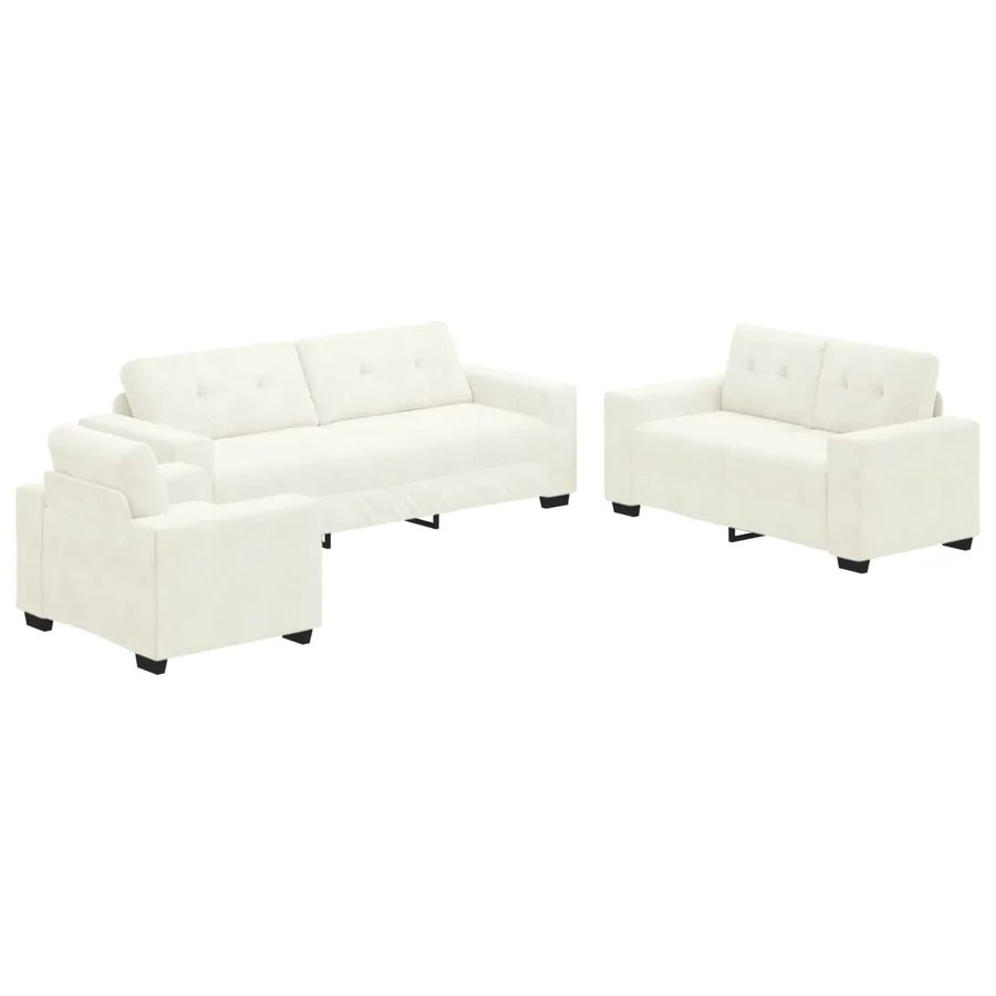 Ensemble de Canapés 3 pcs Crème 221 x 80 x 80 cm Velours - 2
