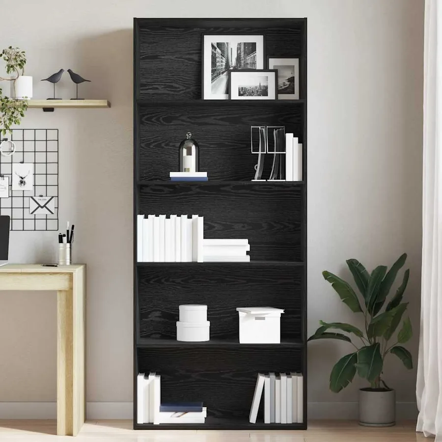 Bibliothèque en chêne noir 80x30x189 cm bois d'ingénierie - 3