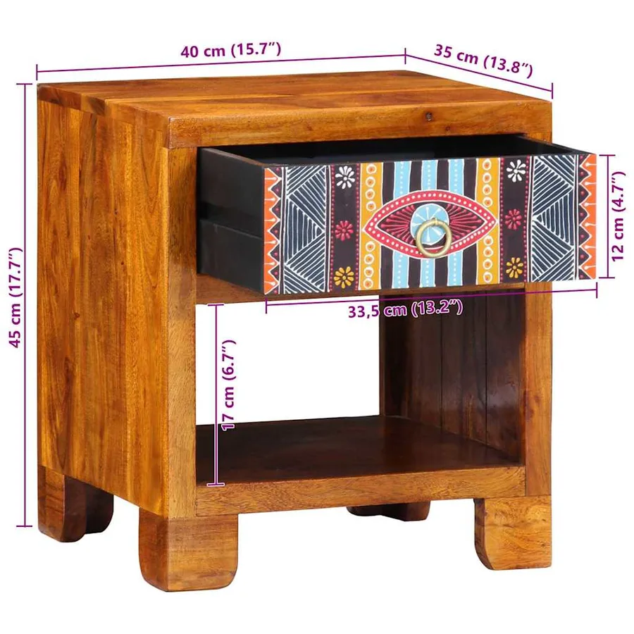 Buffet Multicolore 40 x 35 x 45 cm Bois d'acacia massif - 12