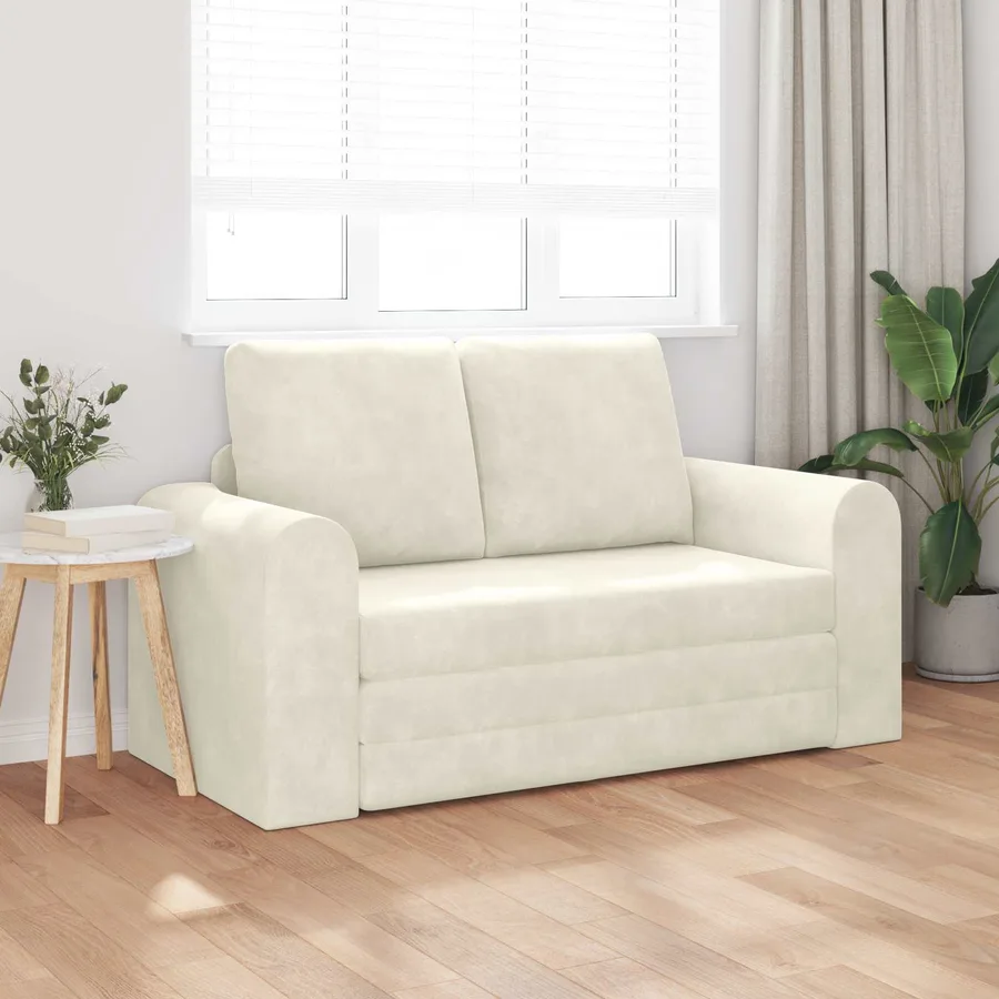 Canapé-Lit Crème 148 x 71 x 83 cm Velours - 3