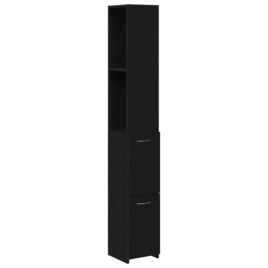 Cabinet de salle de bain avec porte Chêne noir 25 x 25 x 170 cm - 2