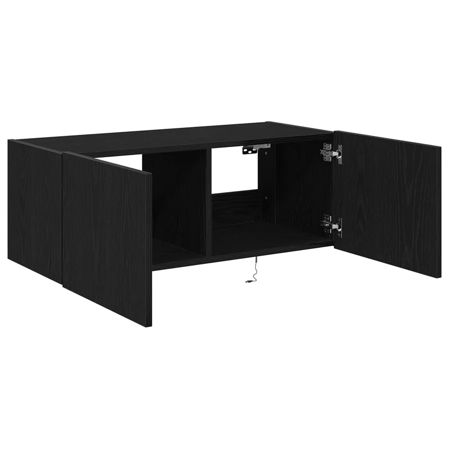 Meuble TV mural Chêne noir 80 x 35 x 31 cm Bois d'ingénierie - 7