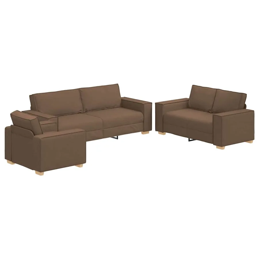 Canapé 3 pcs Marron 220 x 80 x 84 cm Tissu en lin mélangé - 2