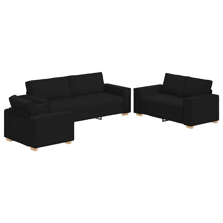 Canapé 3 pcs Noir 220 x 80 x 84 cm Tissu en lin mélangé - 2