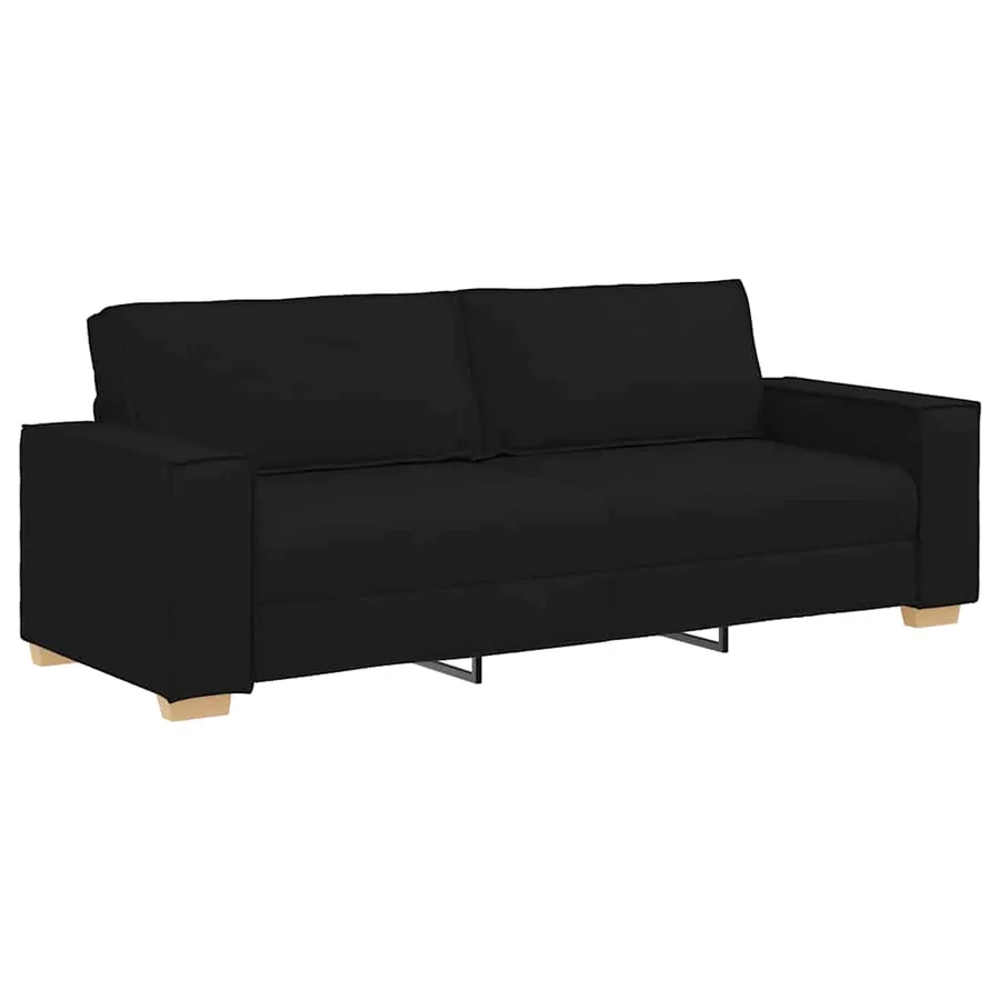 Ensemble de canapé 2 pcs avec coussins en tissu noir - 5