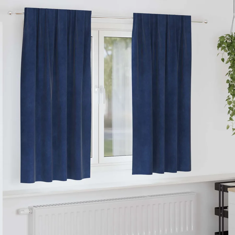 Rideaux occultants 2 pcs Bleu foncé 140 x 175 cm Velours