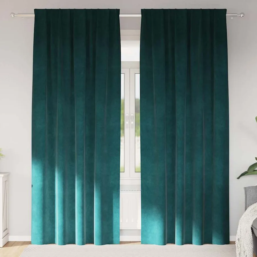 Rideaux occultants 2 pcs Vert foncé 140 x 245 cm Velours
