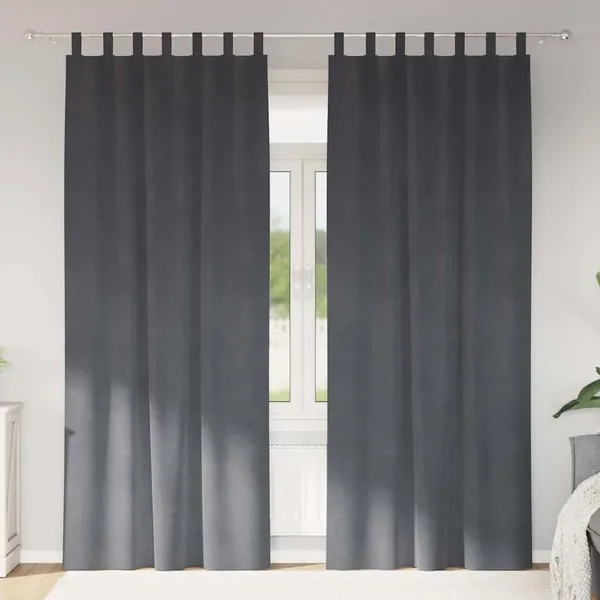 Rideaux occultants 2 pcs Gris clair 140 x 245 cm Velours
