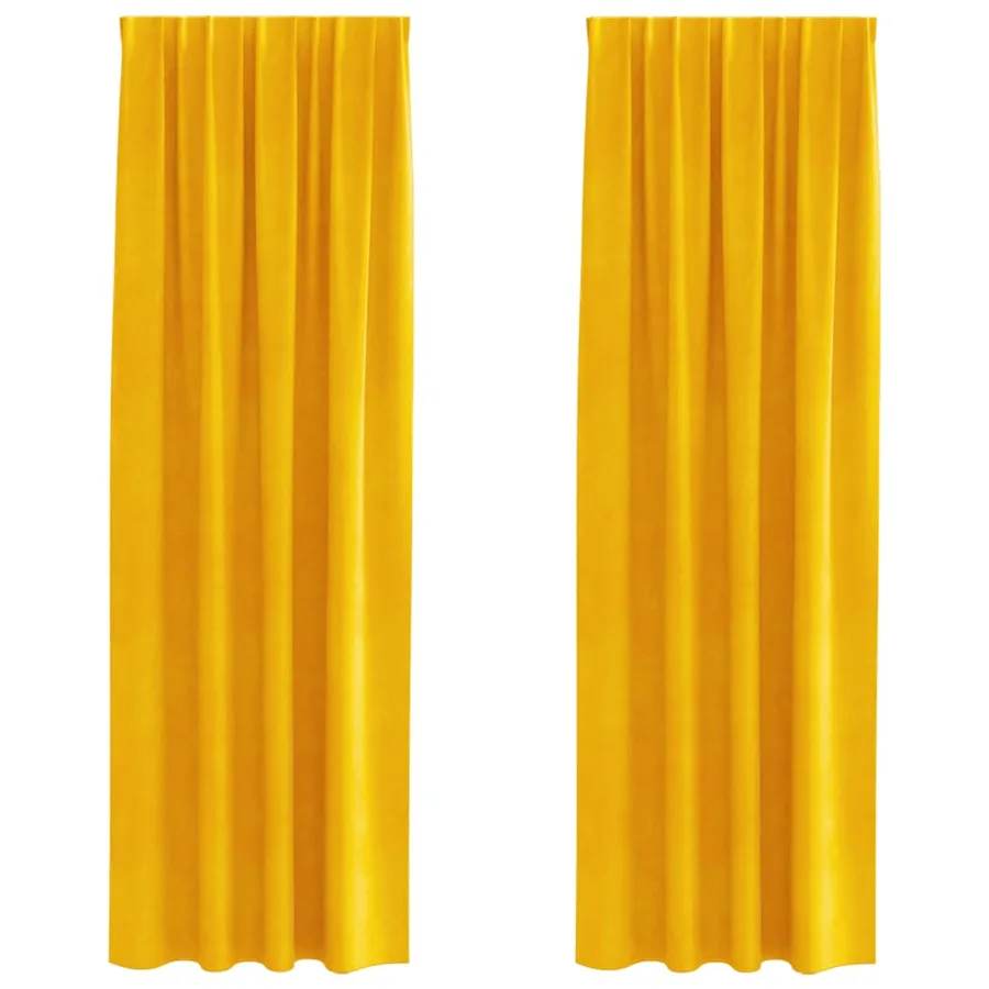 Rideaux occultants 2 pcs Jaune moutarde 140 x 260 cm Velours - 2