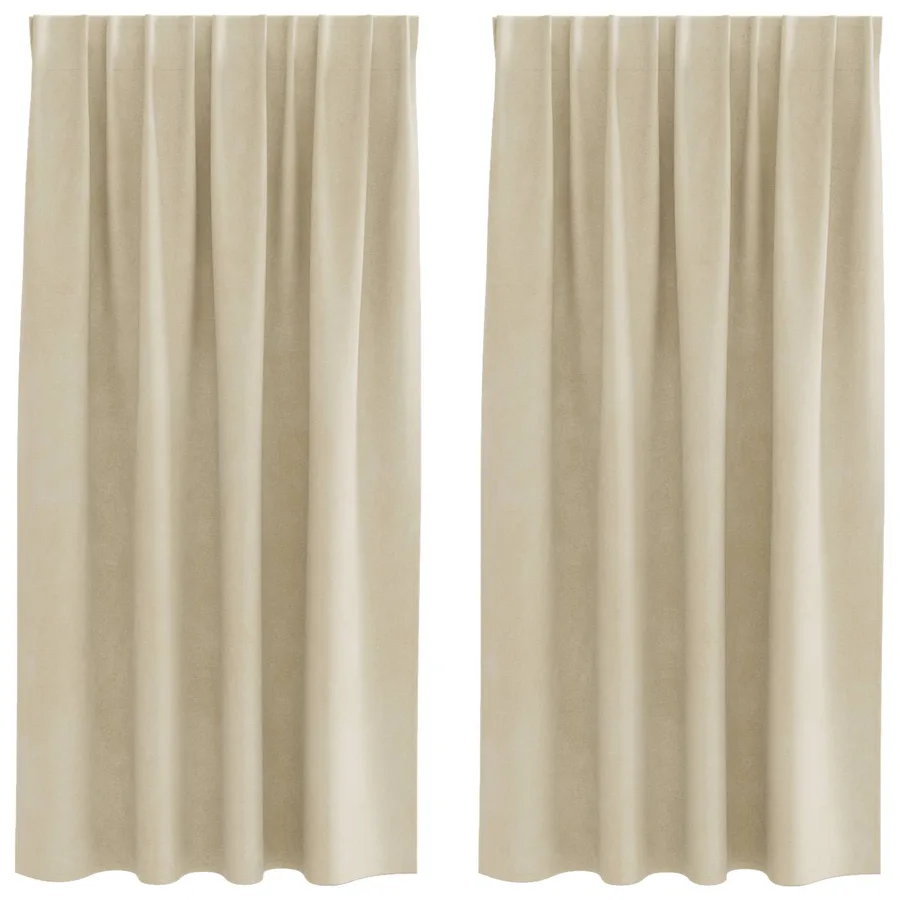 Rideaux occultants 2 pcs Crème 140 x 175 cm Velours - 2