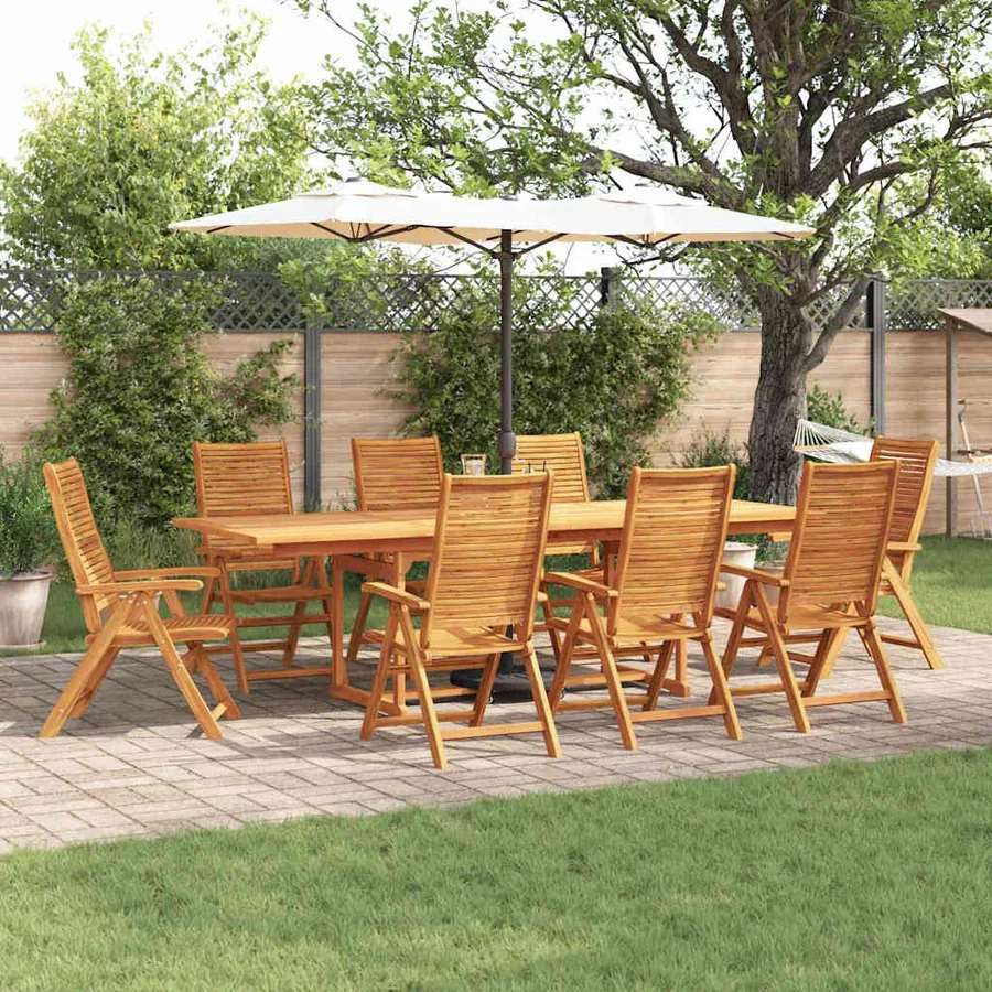 Ensemble de salle à manger pour jardin 9 pcs Marron
