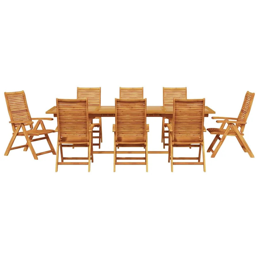 Ensemble de salle à manger pour jardin 9 pcs Marron - 5