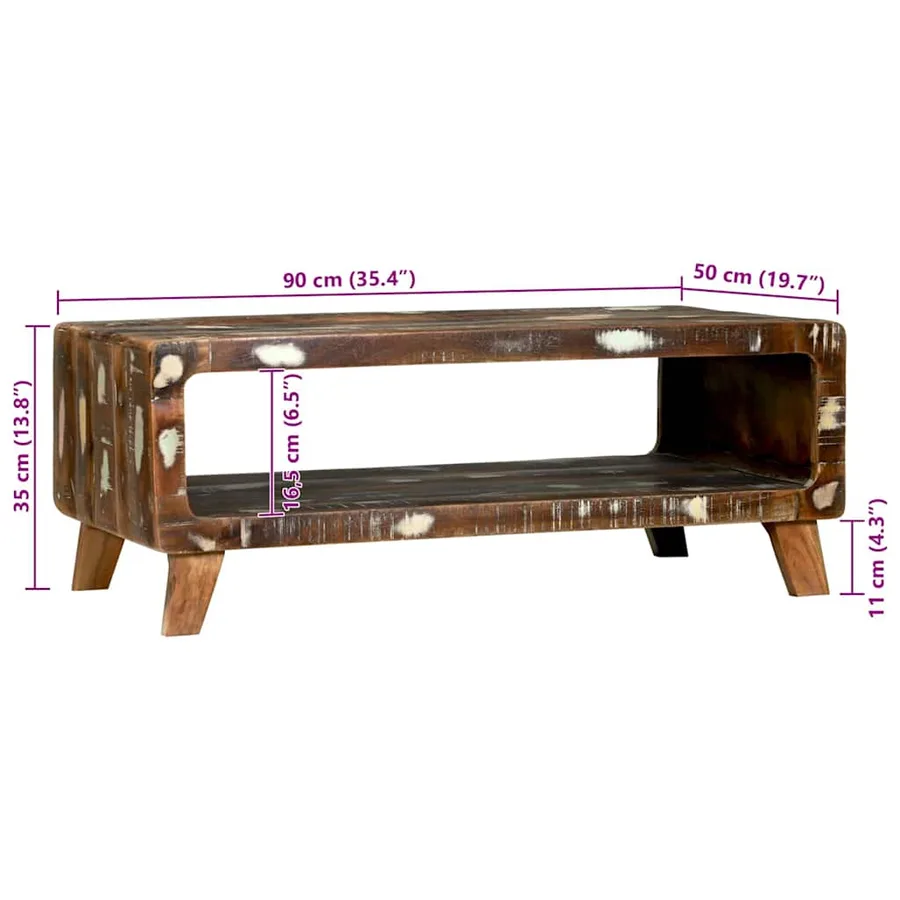 Table basse Multicolore 90 x 50 x 35 cm Bois Recyclé Solide - 10