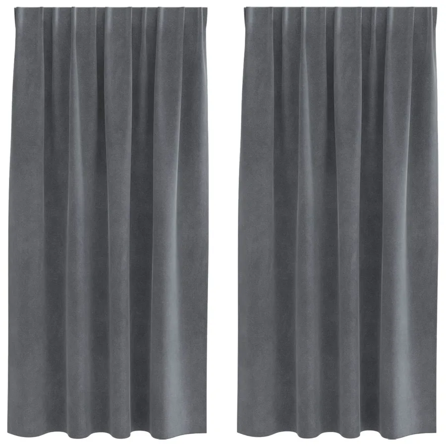 Rideaux occultants 2 pcs Gris clair 140 x 175 cm Velours - 2