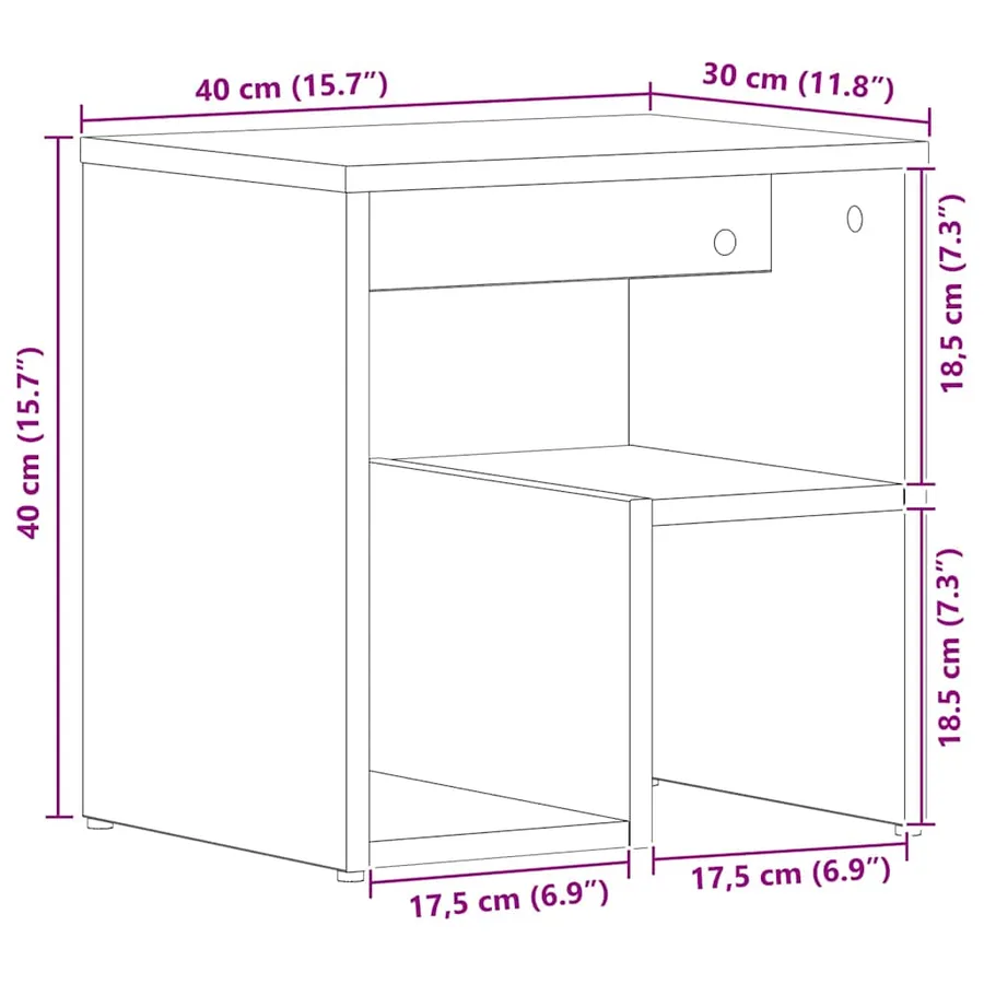 Cabinet de chevet Chêne noir 40 x 30 x 40 cm Bois d'ingénierie - 10