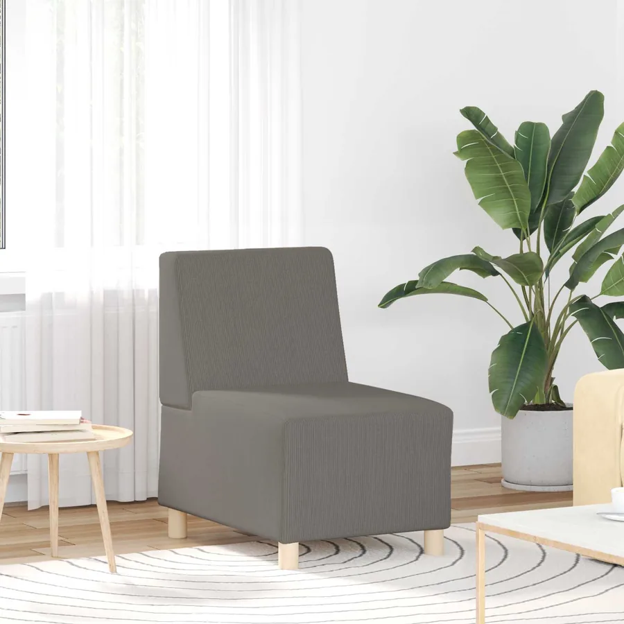 Fauteuil gris clair 55 cm velours côtelé