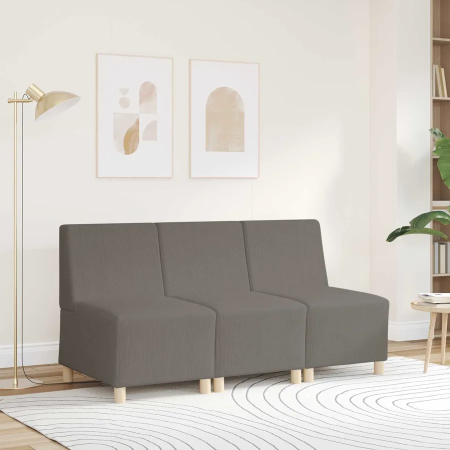 Fauteuil gris clair 55 cm velours côtelé - 3