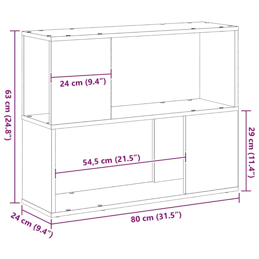 Ensemble meuble TV Chêne noir 80 x 24 x 63 cm Bois d'ingénierie - 10
