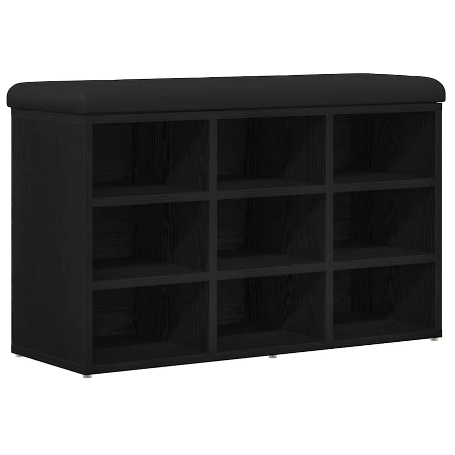 Banc à chaussures Noir 82 x 32 x 50 cm Bois d'ingénierie - 2
