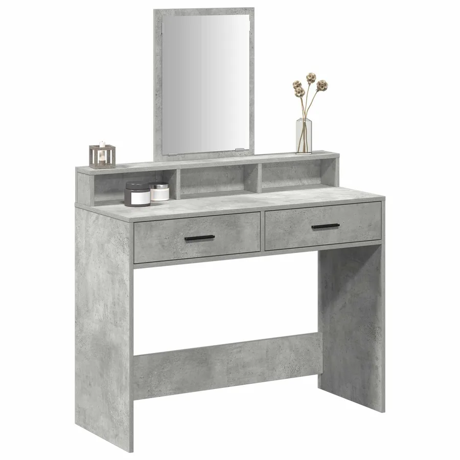 Table de Toilette avec tiroir Gris béton 100 x 41 x 140 cm - 3