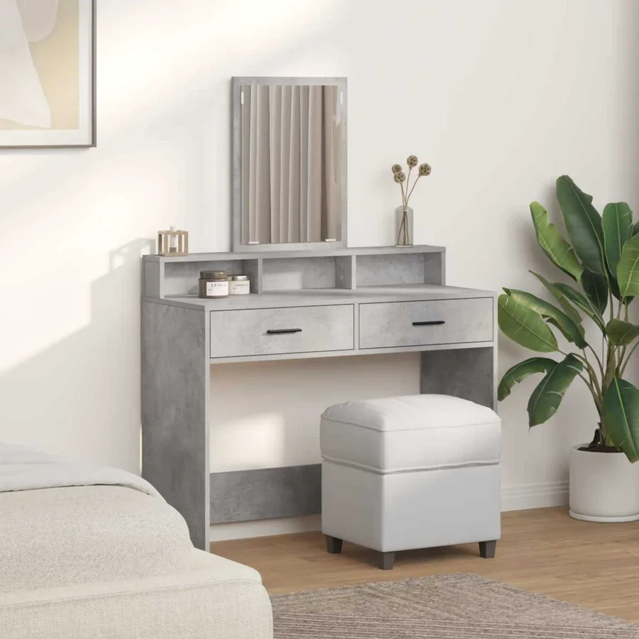 Table de Toilette avec tiroir Gris béton 100 x 41 x 140 cm - 4