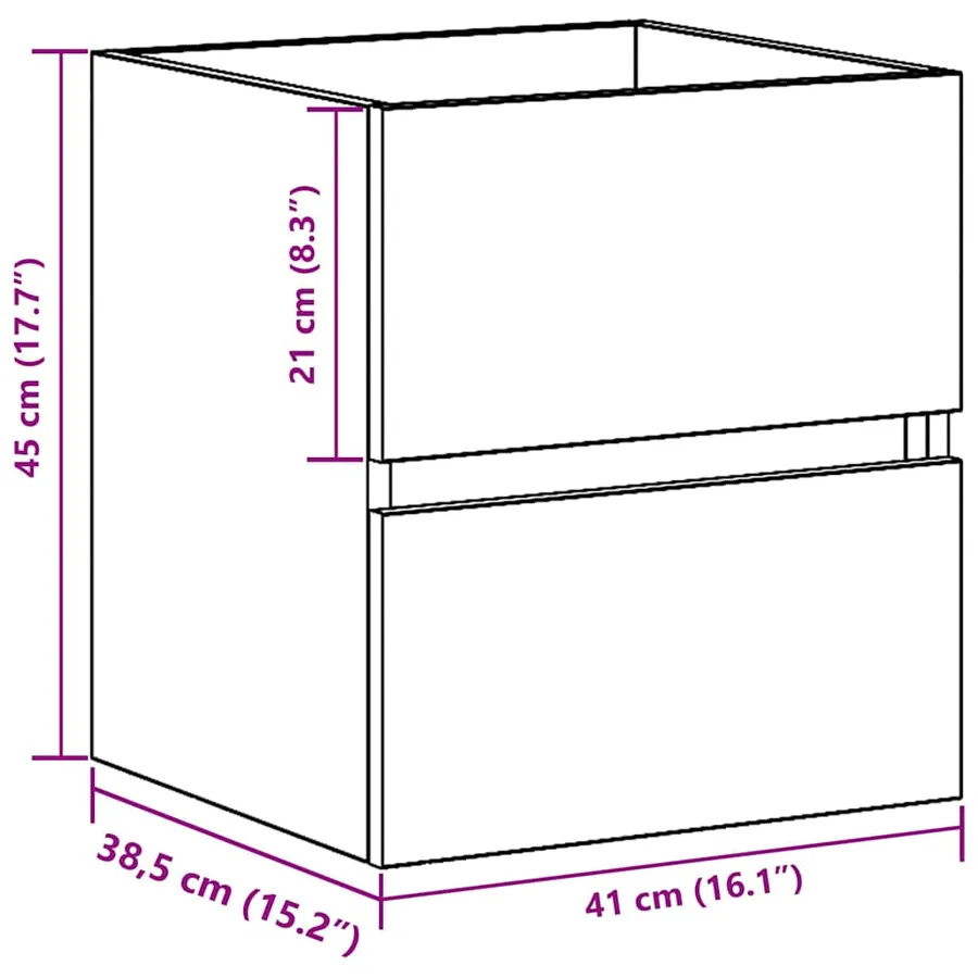 Meuble sous-vasque bois vieilli 41x38,5x45 cm bois d'ingénierie - 14