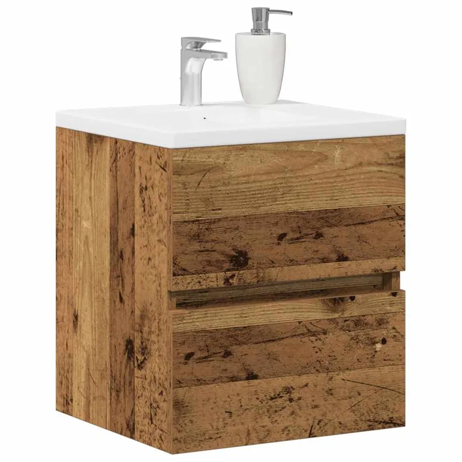 Meuble sous-vasque bois vieilli 41x38,5x45 cm bois d'ingénierie - 3
