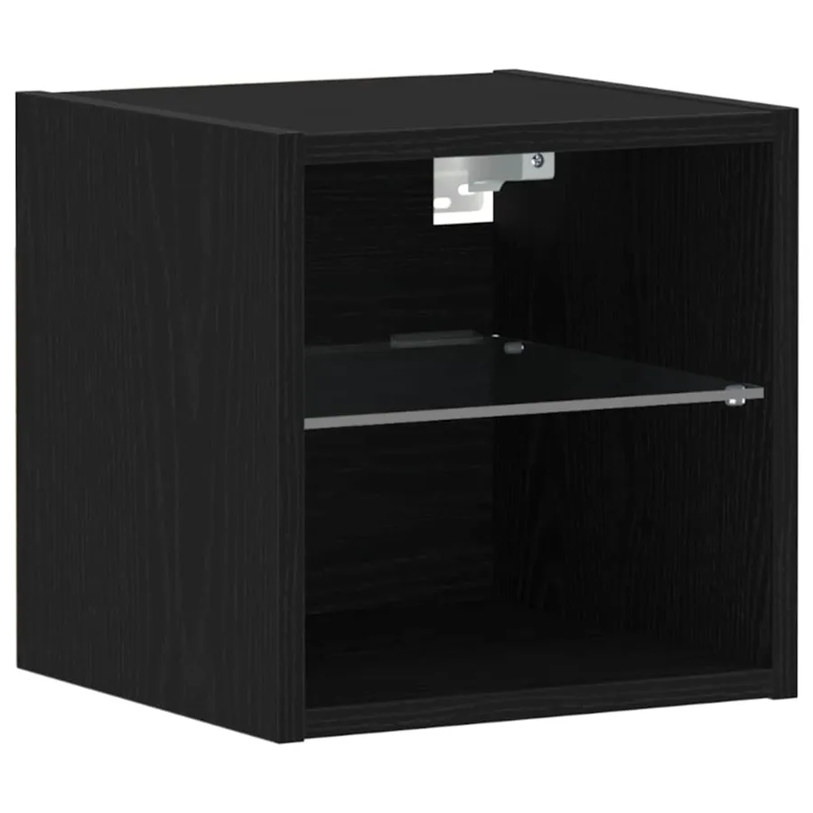 Cabinet de Chevet Murale LED 2 pcs Noir 30 x 28,5 x 30 cm - 6