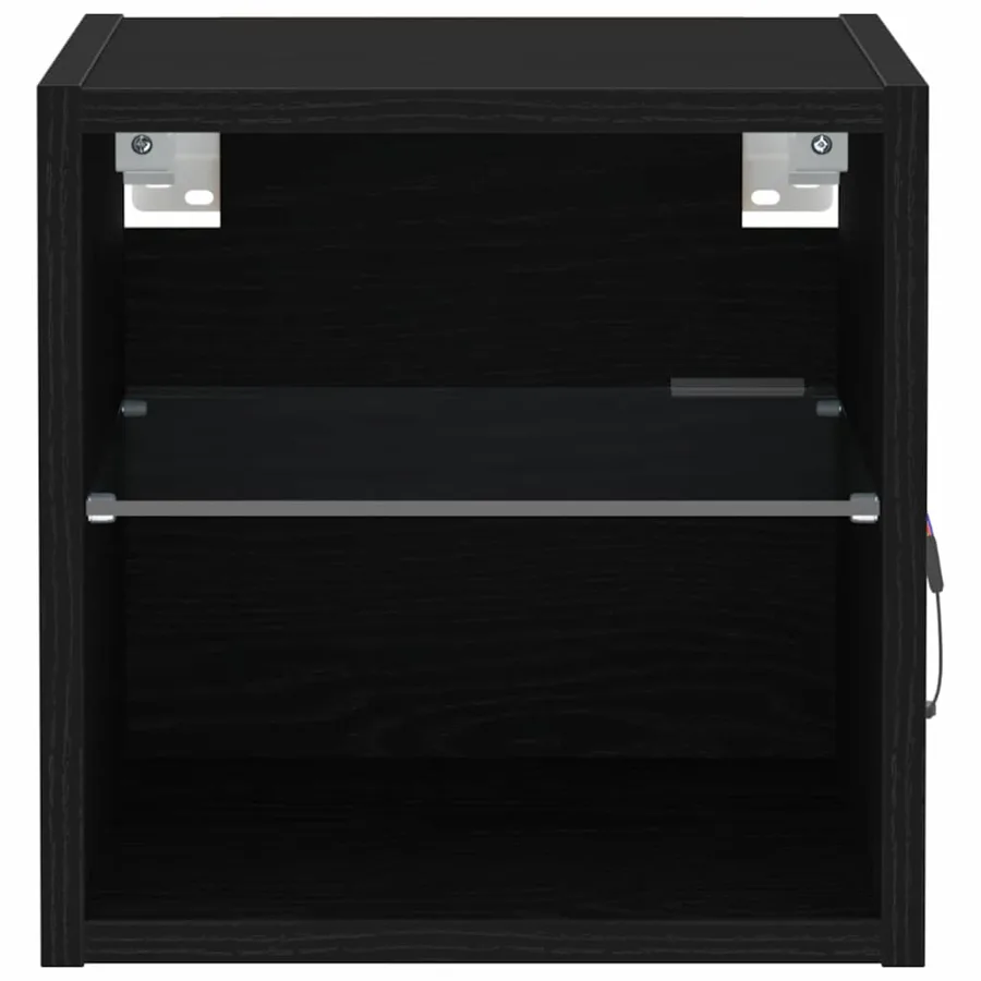 Cabinet de Chevet Murale LED 2 pcs Noir 30 x 28,5 x 30 cm - 7