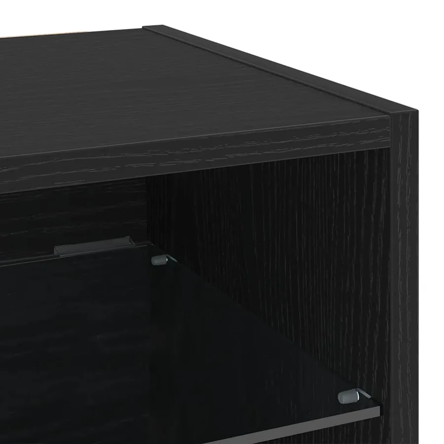 Cabinet de Chevet Murale LED 2 pcs Noir 30 x 28,5 x 30 cm - 8