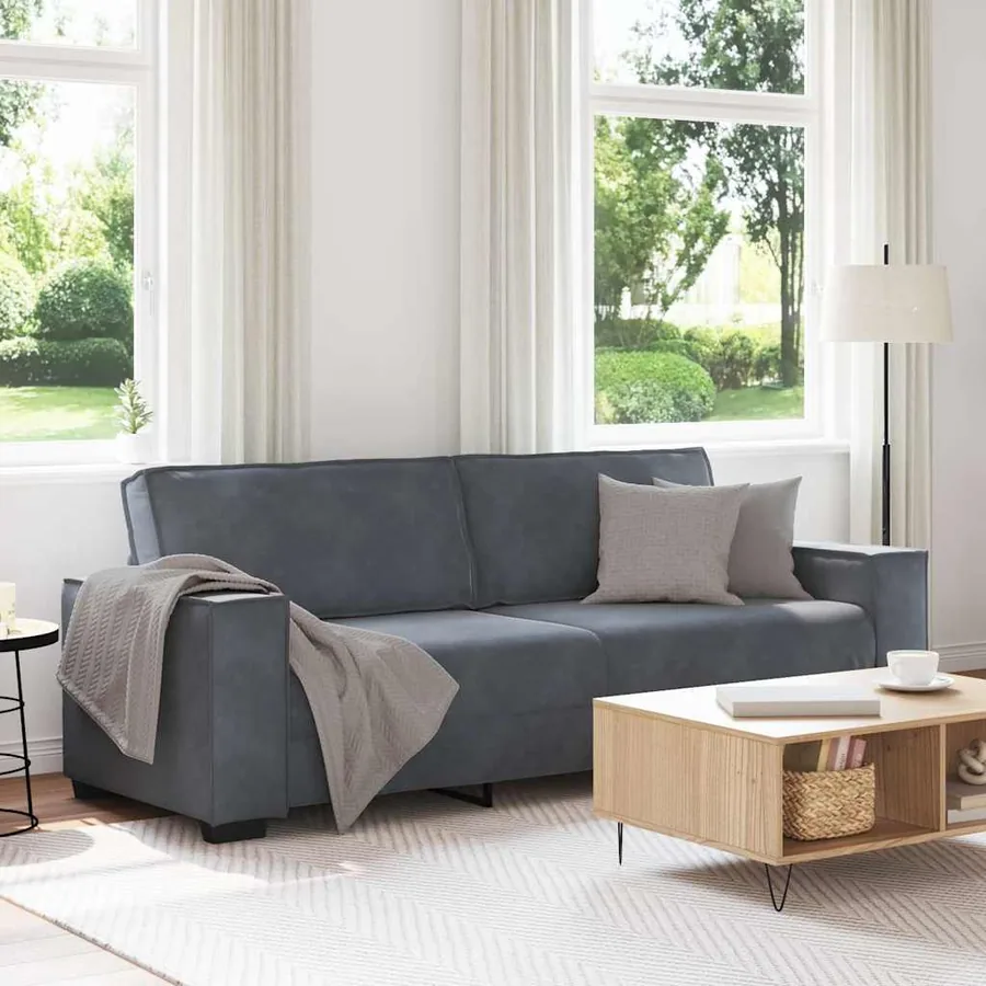 Canapé à 3 places Gris foncé 220x78x84 cm Velours