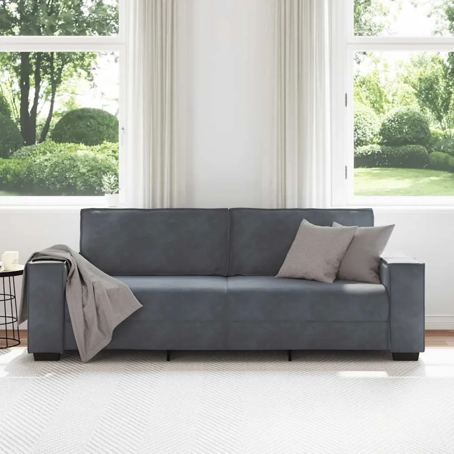 Canapé à 3 places Gris foncé 220x78x84 cm Velours - 3