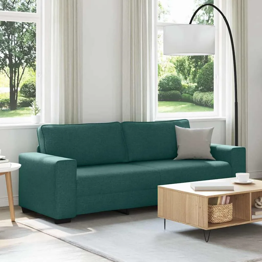 Canapé 3 places vert foncé 220 x 77 x 82 cm en tissu