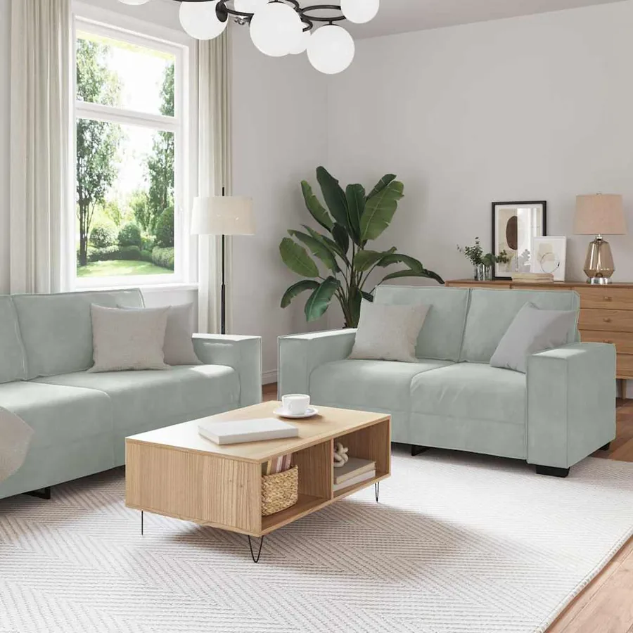 Canapé 3 pcs Gris clair 220 x 80 x 84 cm Tissu en lin mélangé
