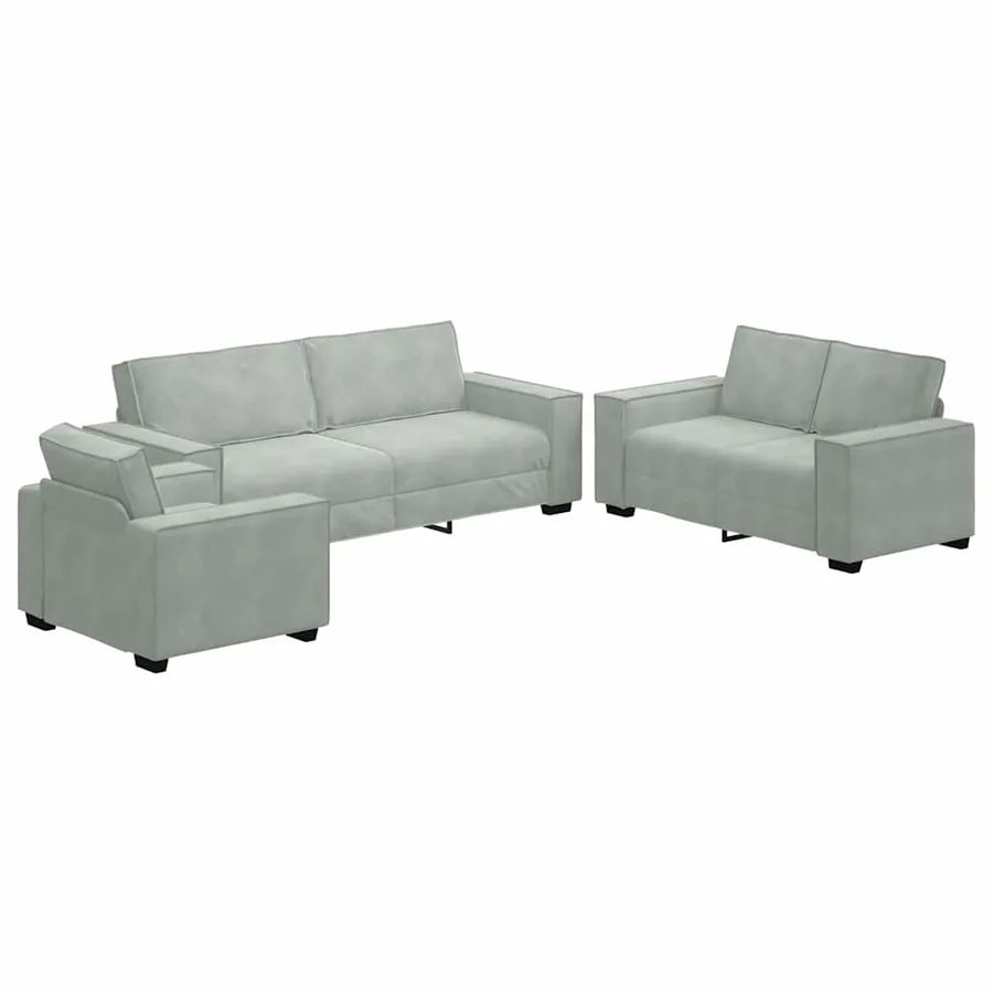 Canapé 3 pcs Gris clair 220 x 80 x 84 cm Tissu en lin mélangé - 2
