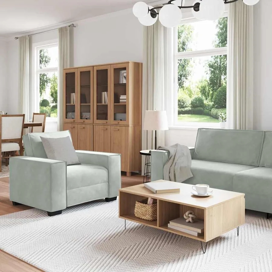 Canapé 3 pcs Gris clair 220 x 80 x 84 cm Tissu en lin mélangé - 3