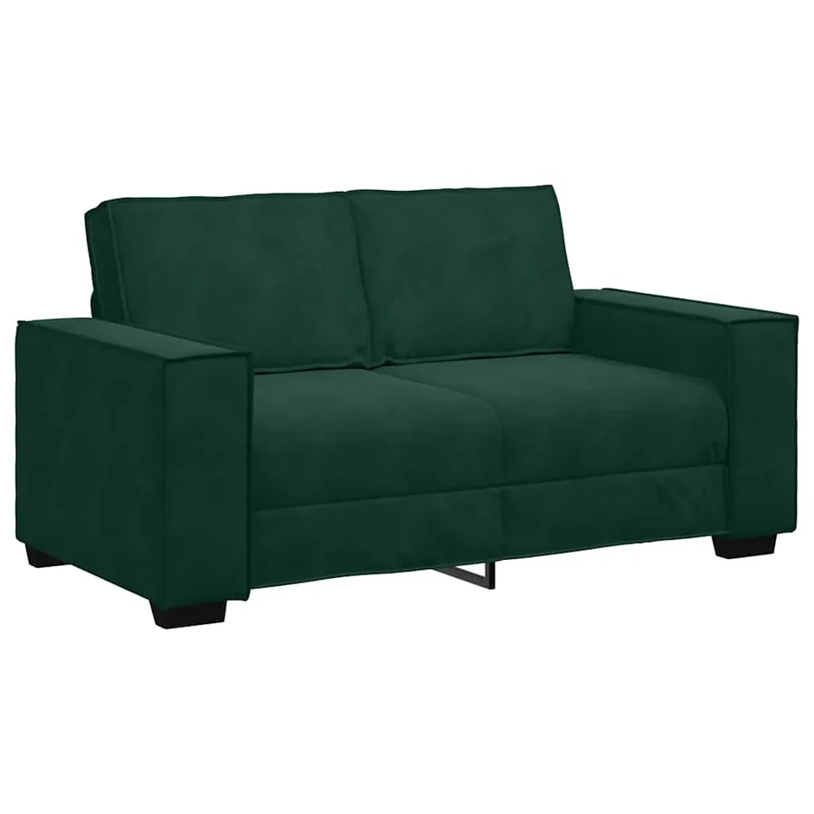 Ensemble canapé 2 pcs avec coussins velours vert foncé - 4