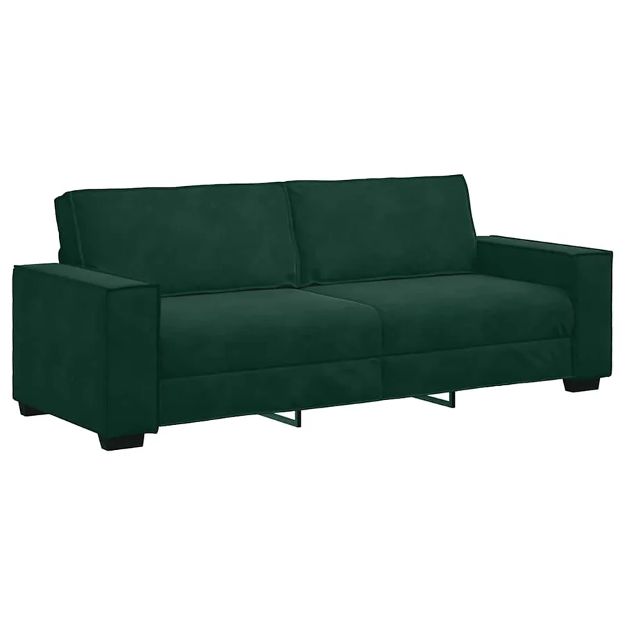 Ensemble canapé 2 pcs avec coussins velours vert foncé - 5