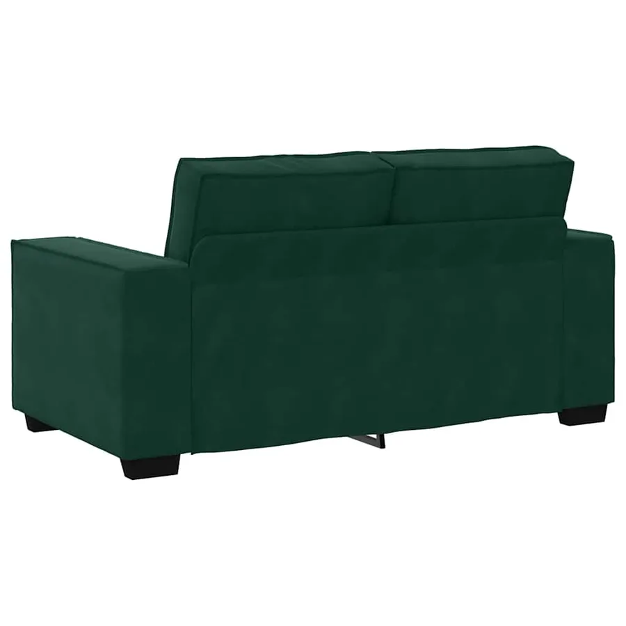 Ensemble canapé 2 pcs avec coussins velours vert foncé - 6