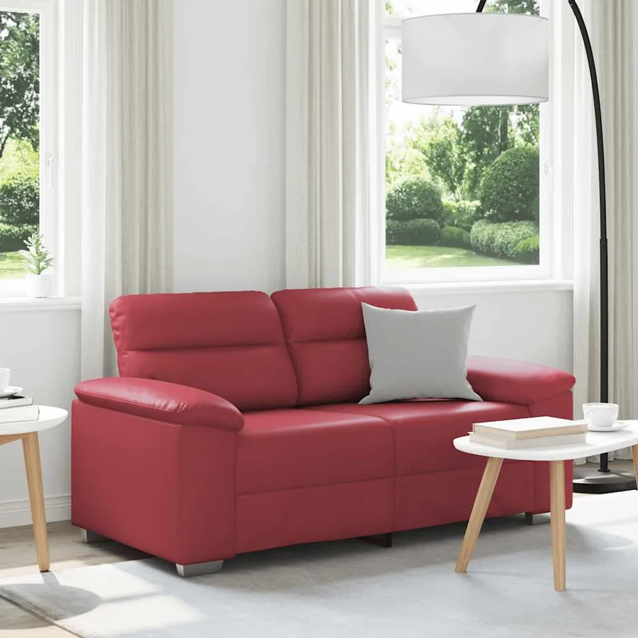 Canapé 2 places rouge bordeaux 160 x 81 x 84 cm en similicuir