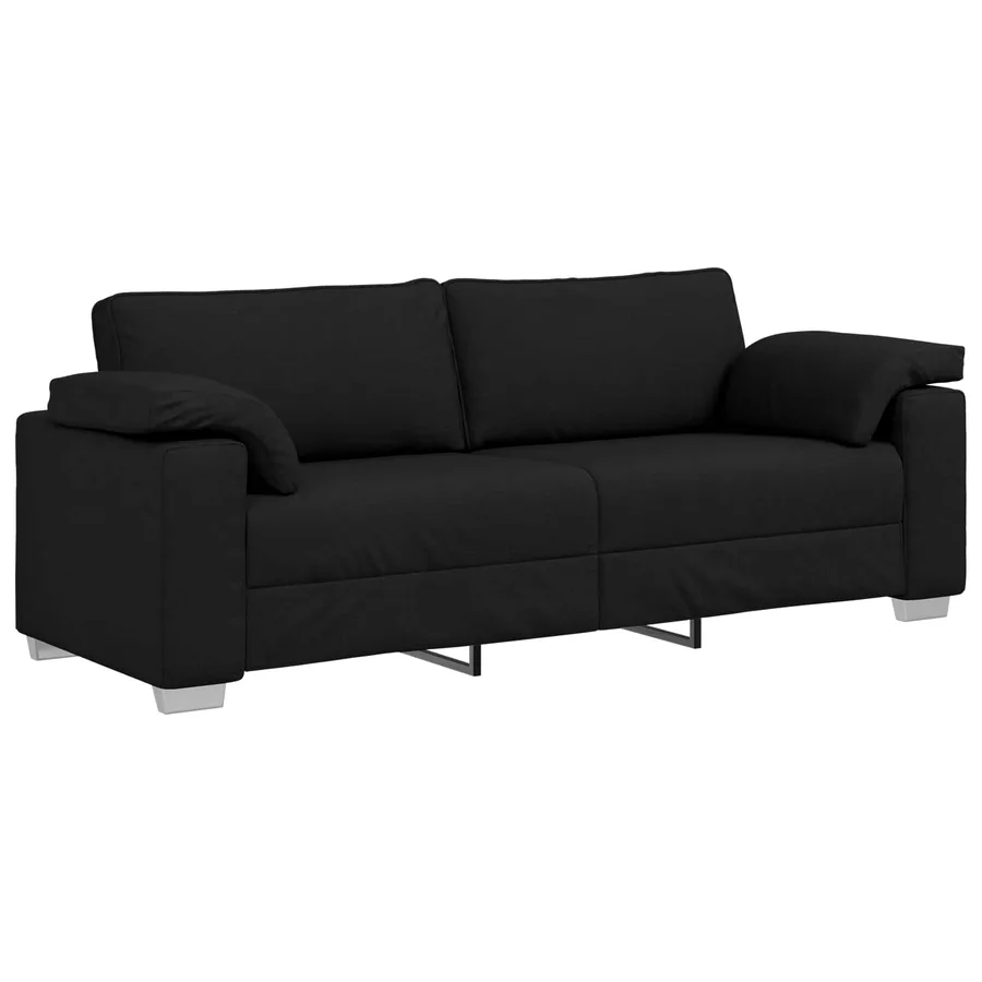Sofa 3 places Noir 220 cm tissu - 2