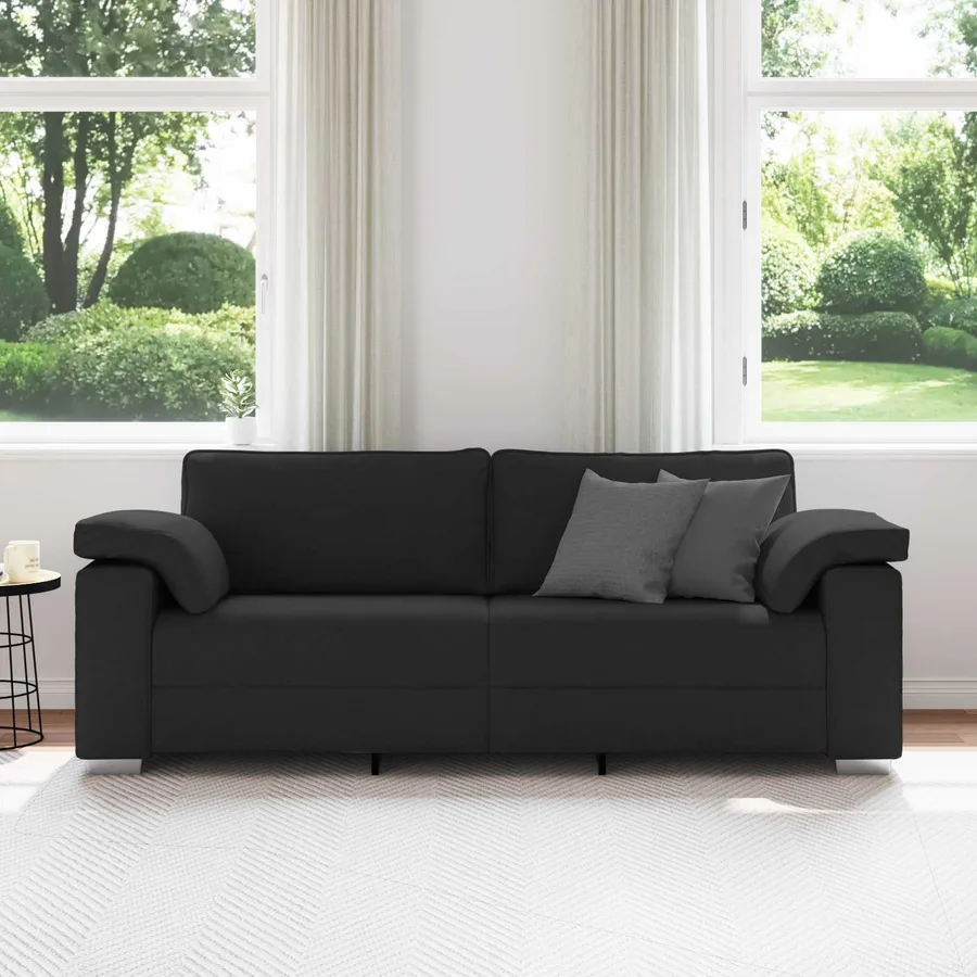Sofa 3 places Noir 220 cm tissu - 3