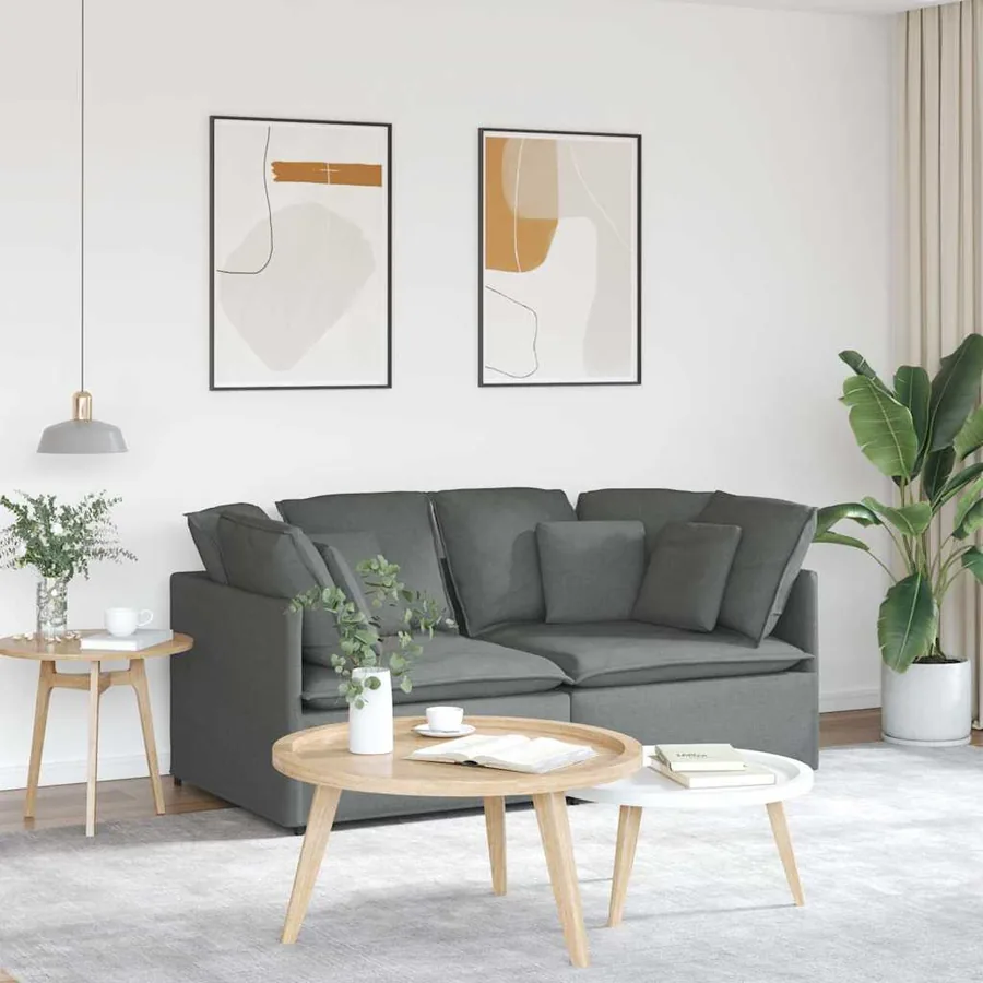 Canapé modulaire avec coussins en tissu gris foncé